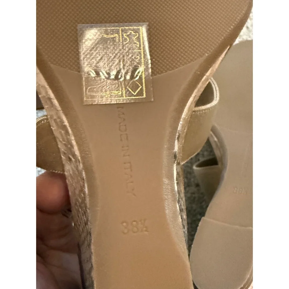 Anyi Lu Snakeskin Gold Wedge Sandals Women's 38.5 (US 8.5)‎ | Handmade Italy